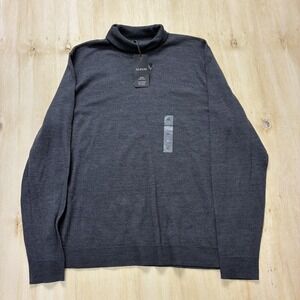 Alfani Sweater Mens XL Gray Merino Wool Turtleneck Knit Pullover Long Sleeve